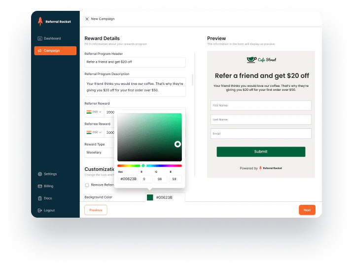 screenshot of Referral Rocket